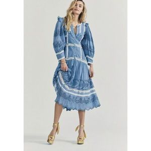 Loveshackfancy Titania Dress Blue Victorian Size 6